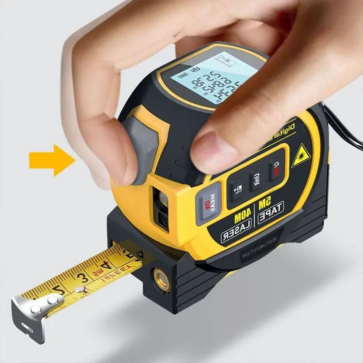 Misuratore Laser a Nastro 3 in 1 Giallo, Dispositivo di Misurazione da 40M per Distanze