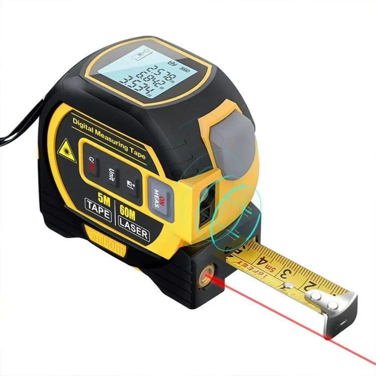 Misuratore Laser a Nastro 3 in 1 Giallo, Dispositivo di Misurazione da 40M per Distanze